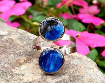 Morpho blue double plate ring