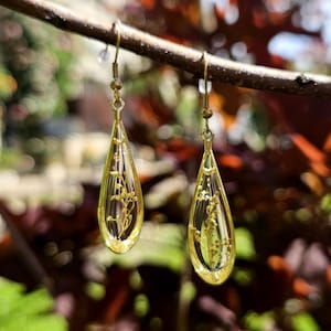 Florea olive green and gold earrings, magical, natural