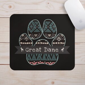 Great Dane Tribal Paw Print Mouse Pad • Great Dane Owner Gift • Great Dane Mouse Pad • Great Dane Gift