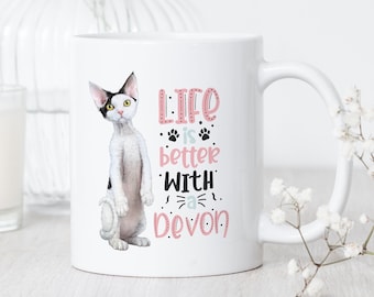 Devon Rex Mug • Life is Better With a Devon • Devon Rex Art Mug • Cute Devon Rex Mug • Devon Rex Cat Mug