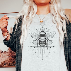 Bee Sacred Geometry T-Shirt (available in 9 colors) • Geometric Bee Shirt • Unisex Bee Tshirt • Bee Tattoo T-Shirt