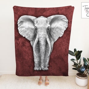 Grunge Elephant Painting Lightweight Minky Blanket • Elephant Blanket • Elephant Art Blanket • Elephant Plush Blanket