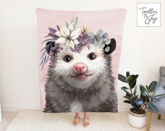 Pretty Possum Painting Lightweight Minky Blanket • Possum Blanket • Possum Art Blanket • Possum Plush Blanket