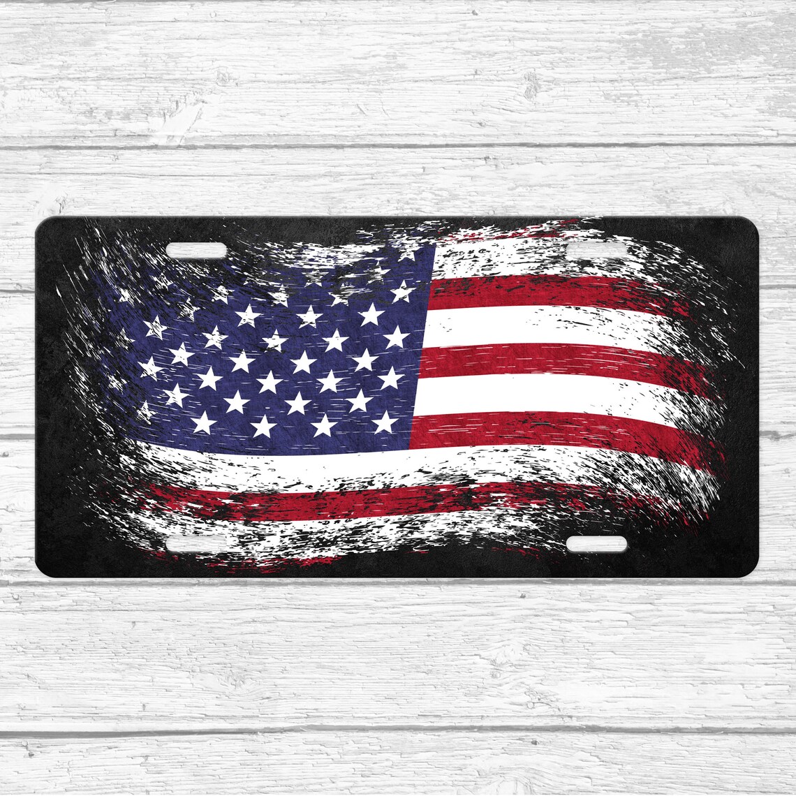 Distressed American Flag License Plate American Flag Front Etsy