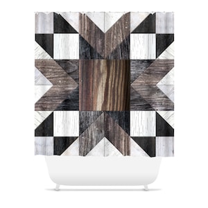 Farmhouse Wooden Tile Shower Curtain • Rustic Shower Curtain • Country Shower Curtain • Farmhouse Bath Curtain