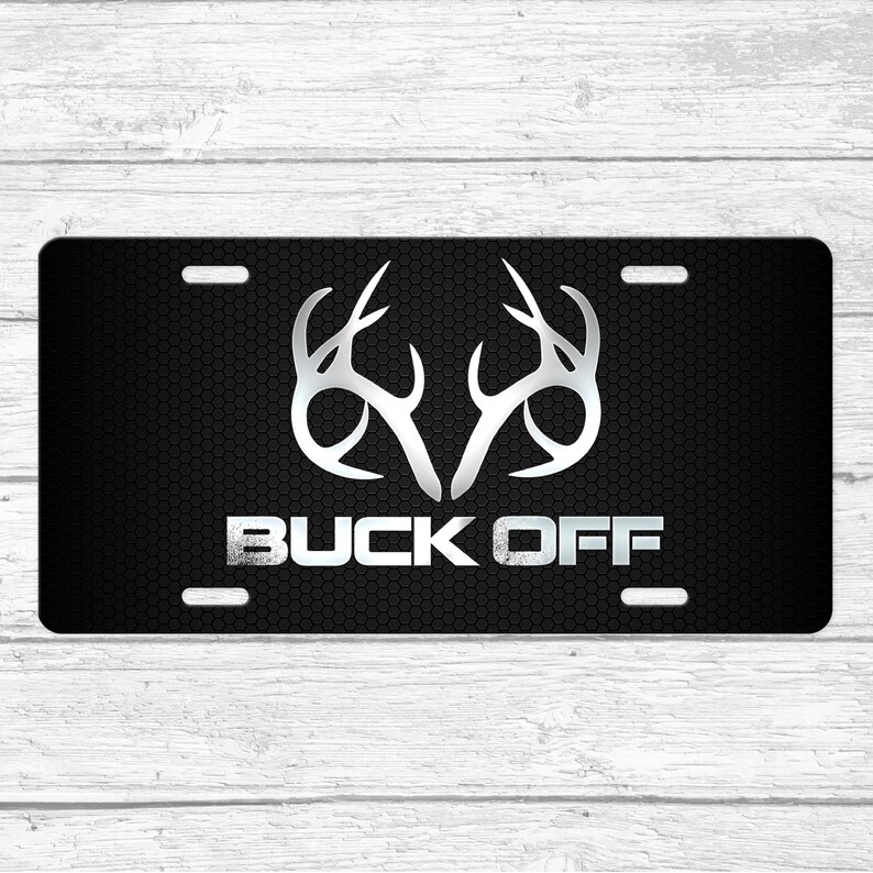 Funny Buck Off License Plate \u2022 Antlers License Plate \u2022 Deer Front License Plate \u2022 License Plate For Men