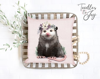 Joli coussin décoratif carré Possum Painting • Oreiller opossum • Oreiller décoratif Possum • Housse de coussin pour canapé Possum Art