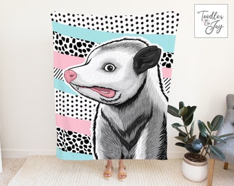 Funny Possum Lightweight Minky Blanket • Funny Possum Blanket • Possum Art Blanket • Possum Plush Blanket
