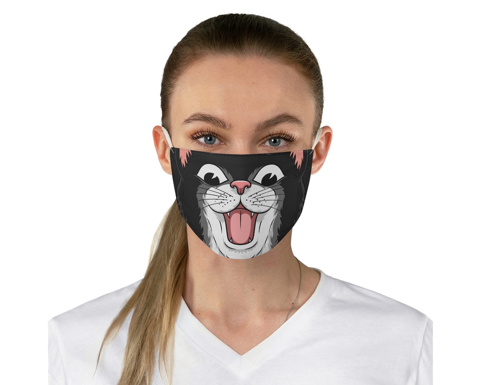 Black Cat Face Mask Funny Cat Face Mask Funny Mask Cat Etsy