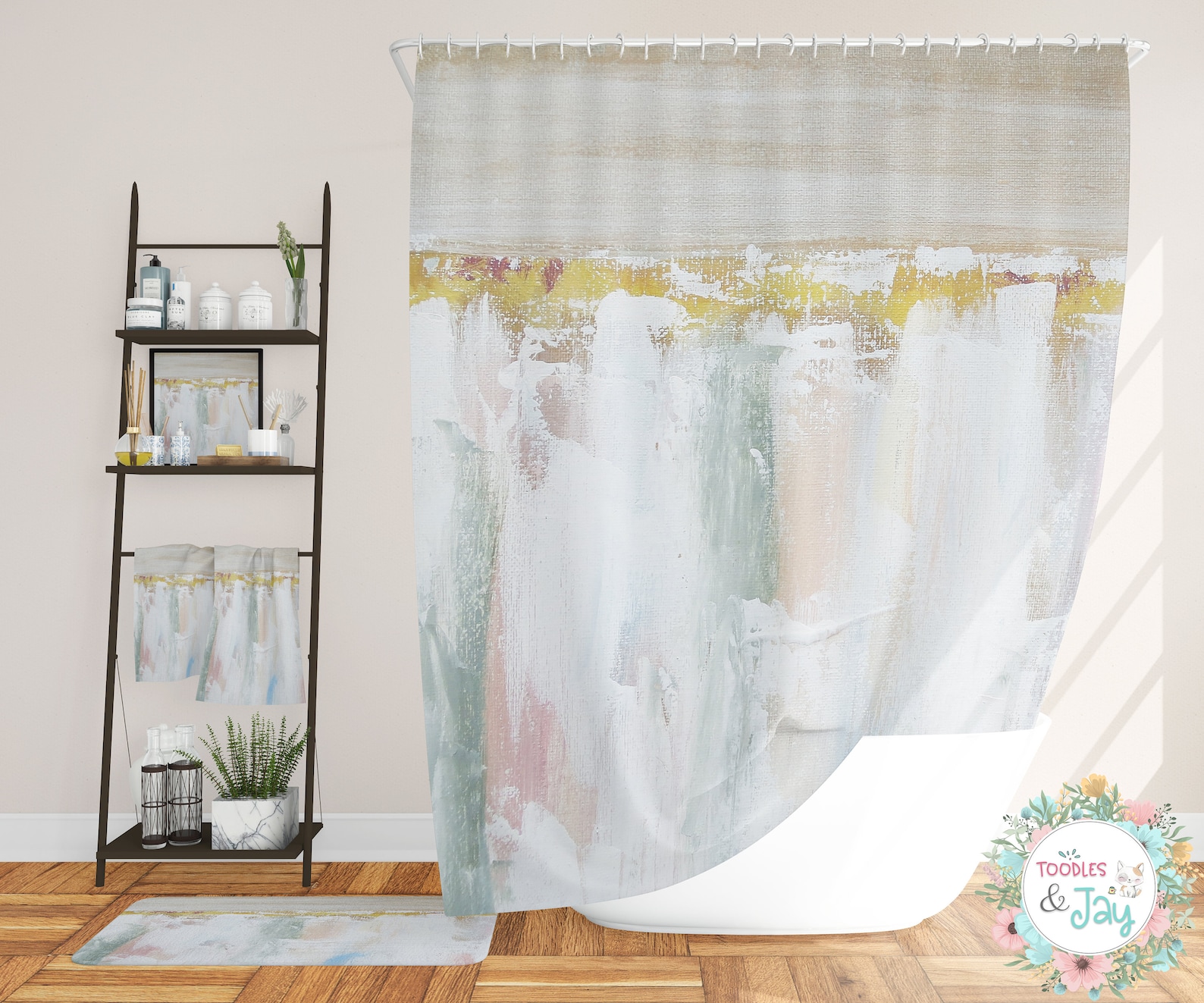 Pastel Canvas Painting Shower Curtain Art Shower Curtain Etsy