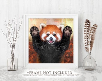 Red Panda Art Print • Red Panda Painting • Cute Red Panda Picture • Red Panda Poster • Red Panda Wall Art