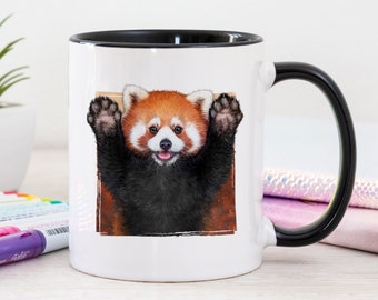 Taza de Panda Rojo • Taza de Arte de Panda Rojo • Taza de Pintura de Panda Rojo • Taza de Panda Rojo de Pie