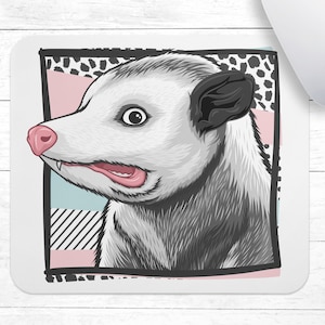 Funny Possum Mouse Pad • Scared Possum Mousepad • Anxiety Opossum Mousepad • Uncomfortable Possum Mouse Pad