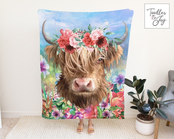 Highland Cow Painting Lightweight Minky Blanket Highland Cow Blanket Highland Cow Art Blanket Highland Cow Plush Blanket Etsy Canada
