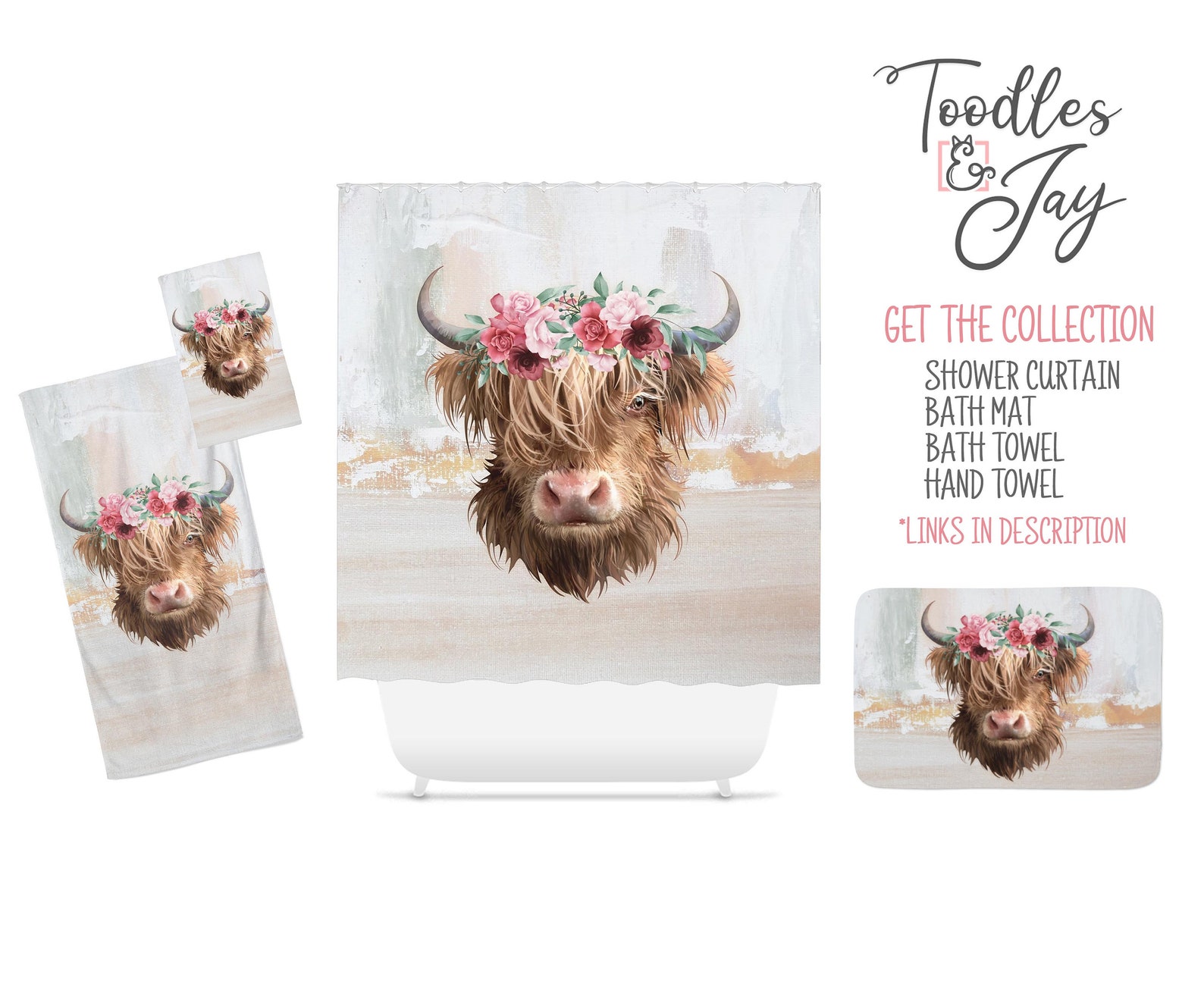 Highland Cow Hand Towel Highland Cow Art Hand Towel Etsy