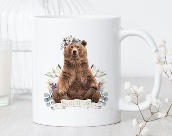Live Free Bear Painting Mug • Bear Art Mug • Nature Mug • Bear Mug • Live Free Mug • Boho Mug