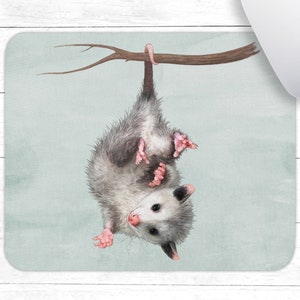 Cute Possum Mousepad • Possum Art Mouse Pad • Baby Possum Mouse Pad • Possum Hanging From Branch Painting