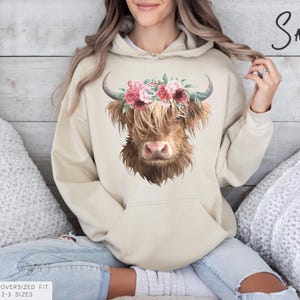 Highland Cow Hoodie (available in 12 colors) • Highland Cow Painting Hoodie  • Highland Cow Hooded Sweatshirt