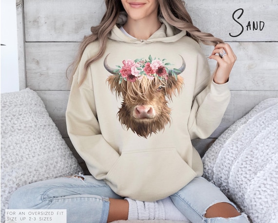 Highland Cow Hoodie (available in 12 colors) • Highland Cow Painting Hoodie  • Highland Cow Hooded Sweatshirt