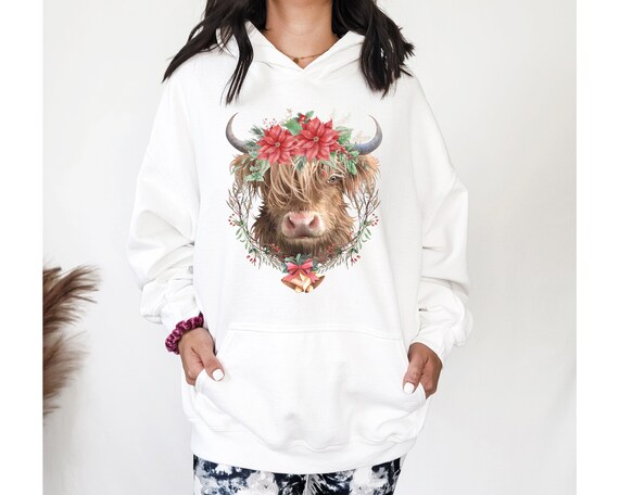 Christmas Highland Cow Hoodie available in 12 Colors - Etsy