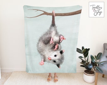 Hanging Possum Painting Lightweight Minky Blanket • Baby Possum Blanket • Possum Art Blanket • Cute Possum Plush Blanket