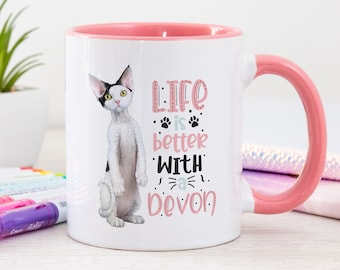 Devon Rex Mug • Life is Better With a Devon • Devon Rex Art Mug • Cute Devon Rex Mug • Devon Rex Cat Mug
