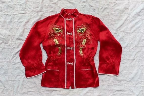 1940s WW2 Souvenir Embroidered Silk Pajama Set