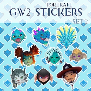 Adesivi con ritratto di Guild Wars 2 - Set 2 (Spoiler!)
