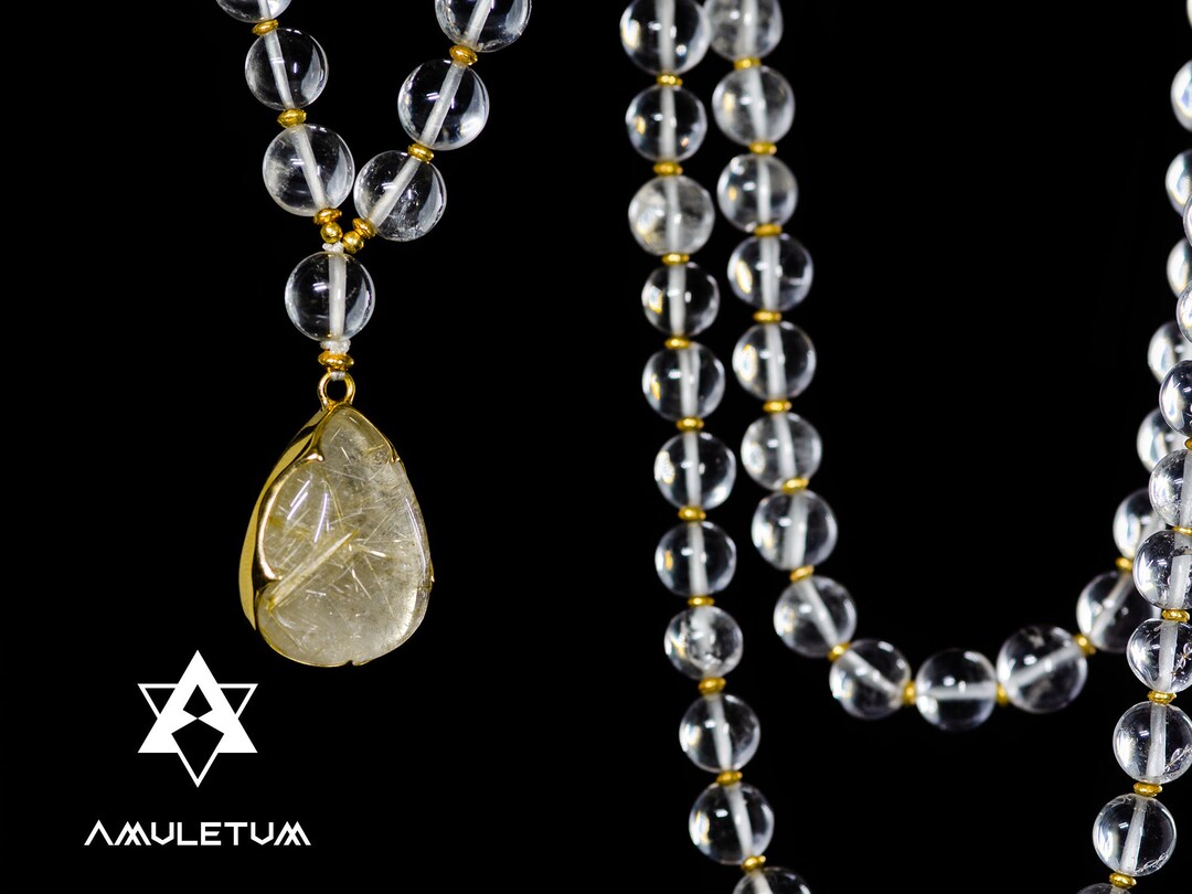108 Crystal QUARTZ Japa Mala Beads With RUTILATED QUARTZ Etsy