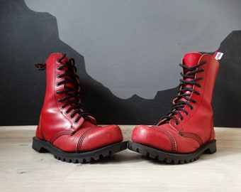 red combat boots womens