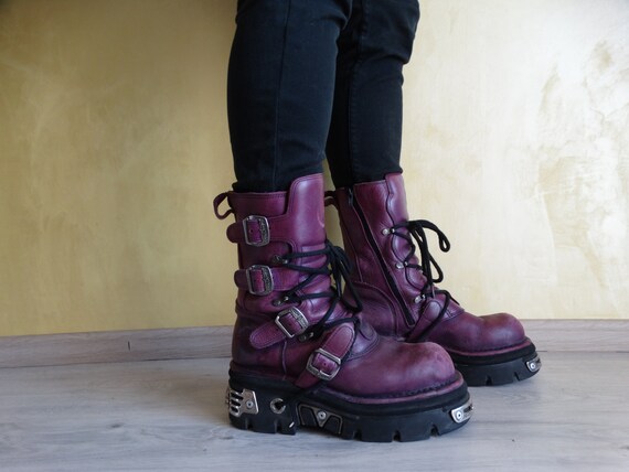 New Rock 90’s Vintage Gotic Platform Purple Boots/
