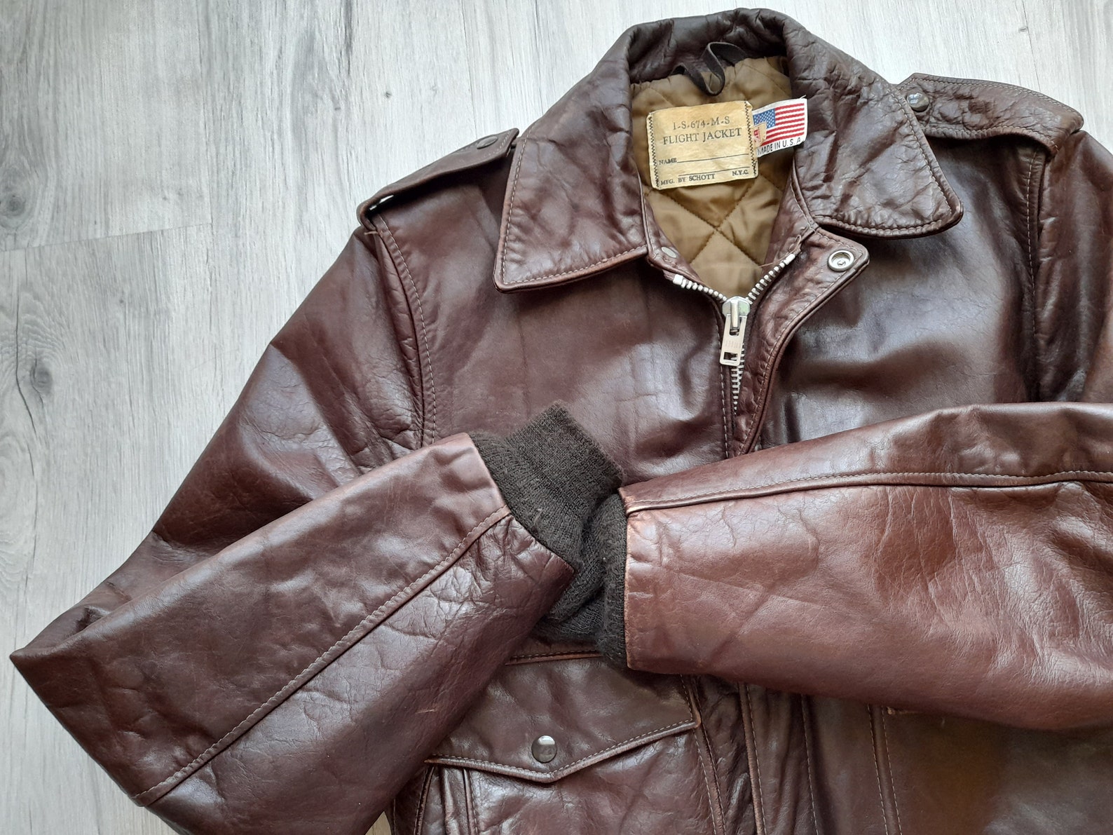 Vintage Schott Bomber Flight Jacket IS674MS Flight Jacket Etsy