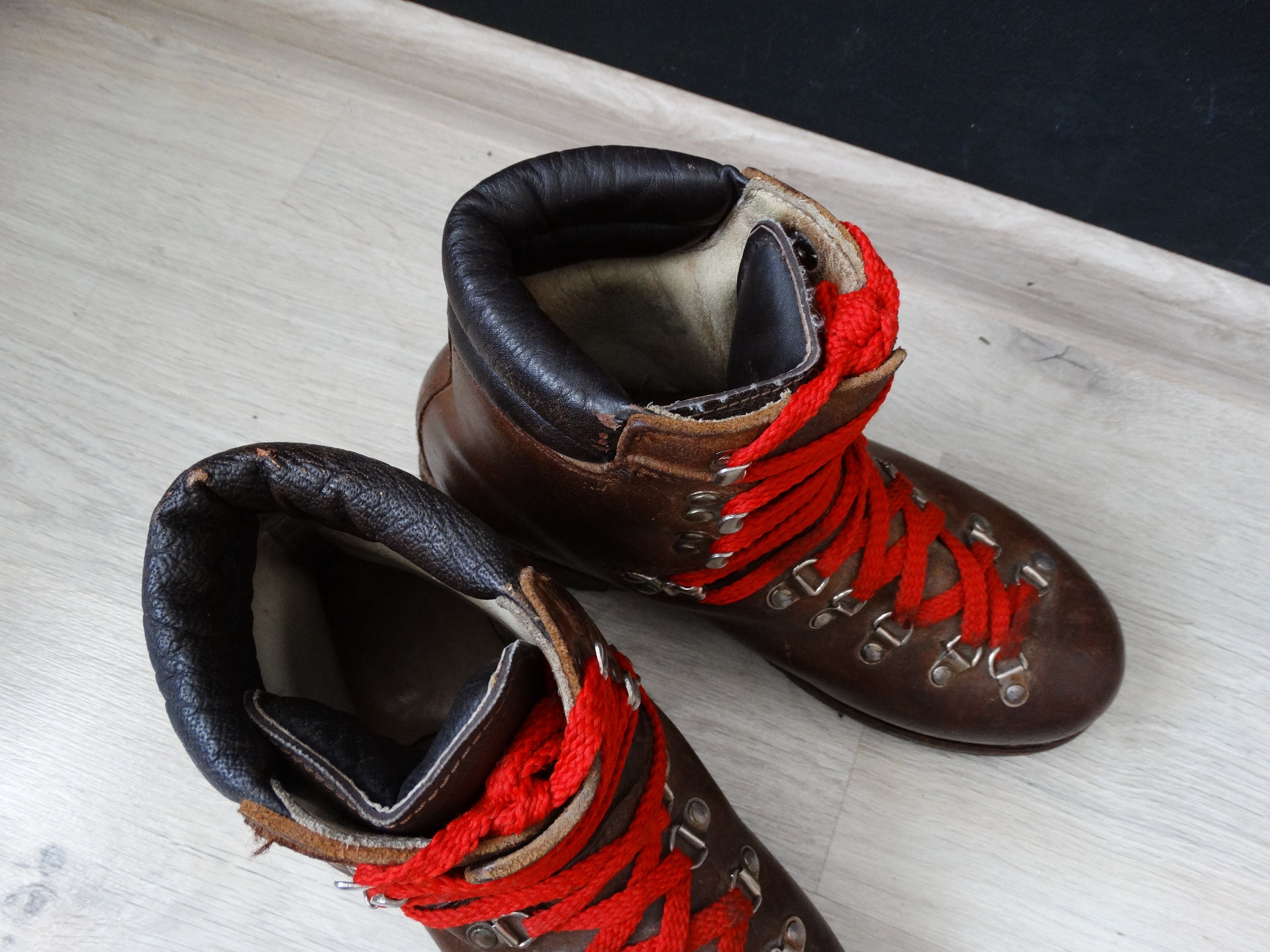 Vintage MEINDL German Leather Brown Hiking Ankle Boots Size Etsy