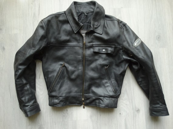Vintage Biker Black leather Protective jacket,Clas