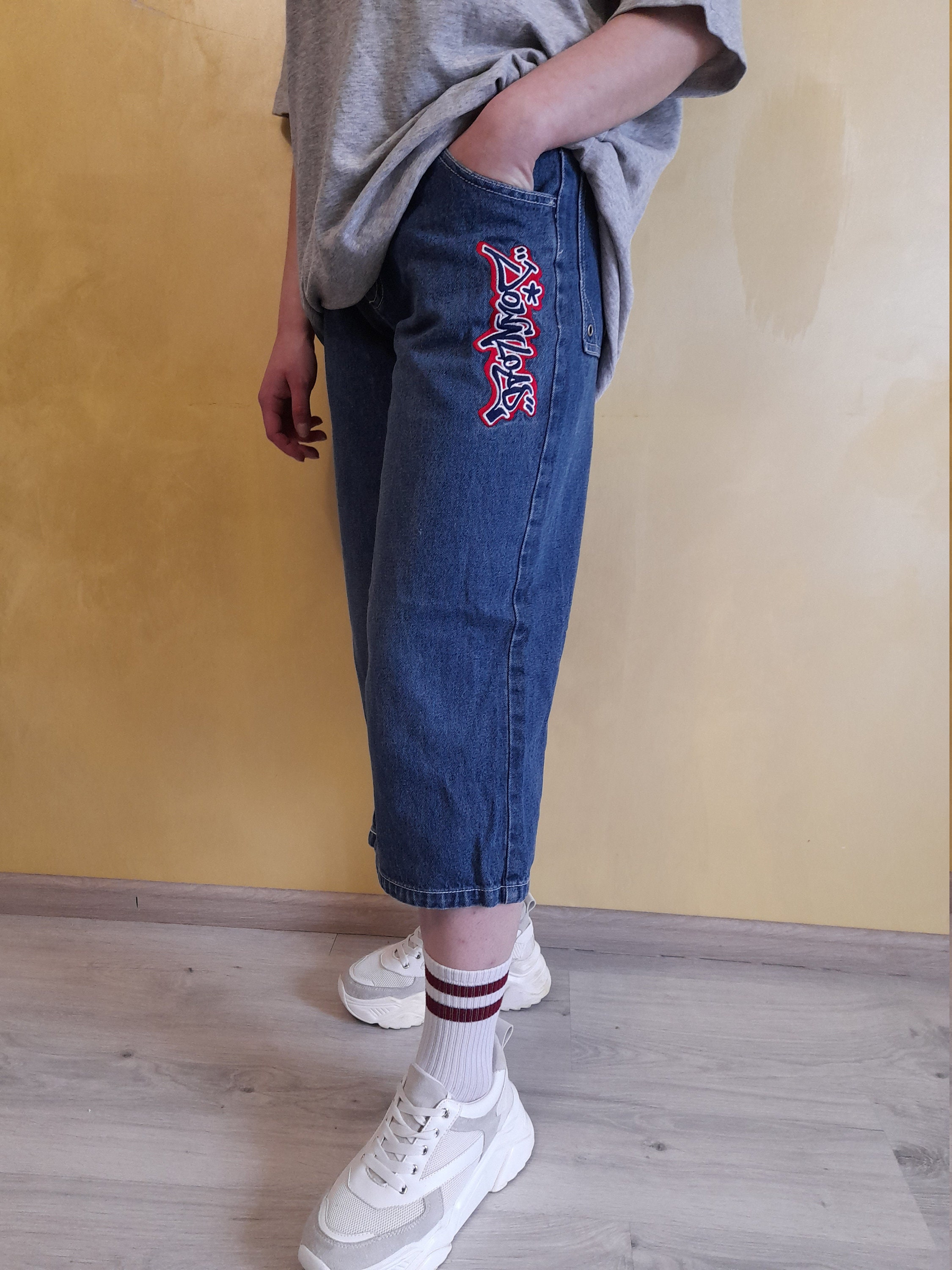 Vintage 90s Womens Denim Baggy shorts Capri pants Hip hop | Etsy