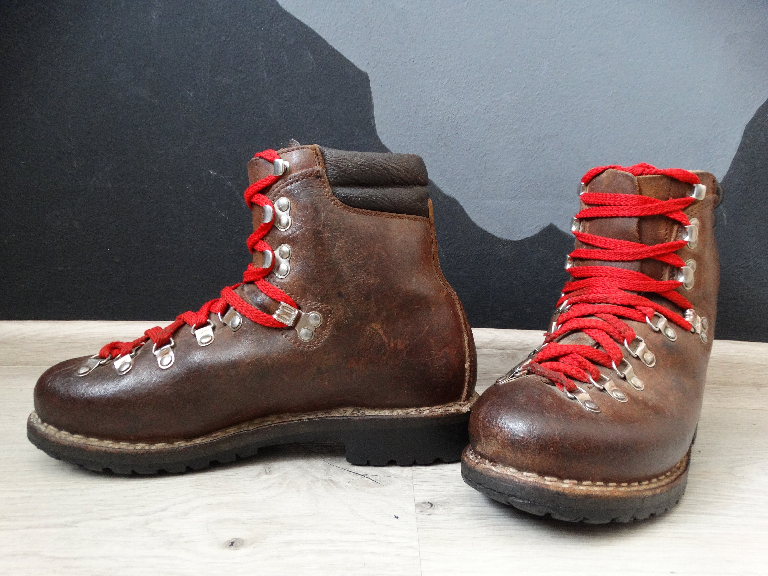 Vintage MEINDL German Leather Brown Hiking Ankle Boots Size Etsy
