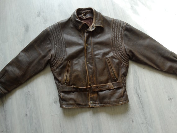 Mens Real Leather Biker Road jacket Size XL