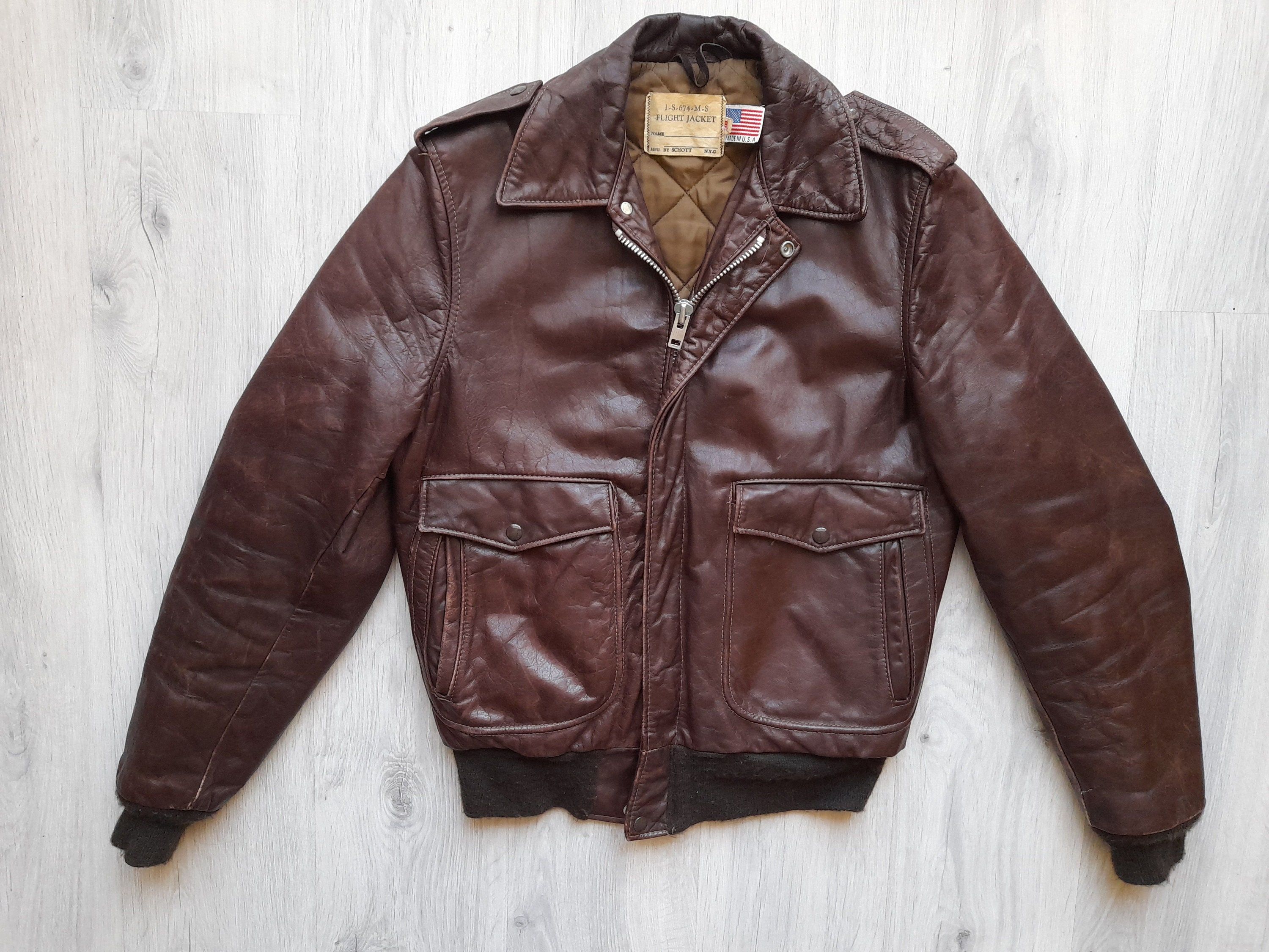 Vintage Schott Bomber Flight Jacket IS674MS Flight Jacket Etsy