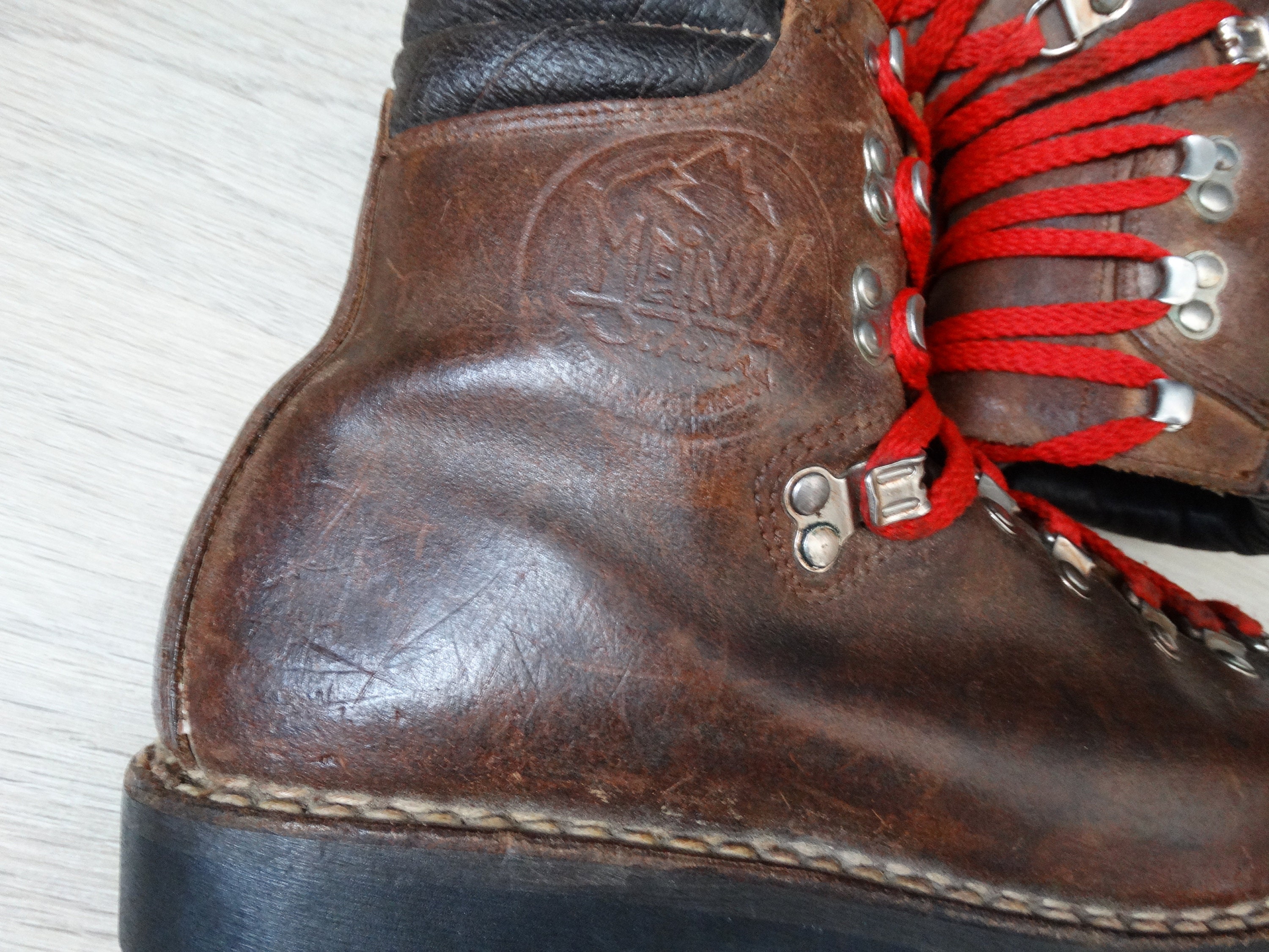 Vintage MEINDL German Leather Brown Hiking Ankle Boots Size Etsy