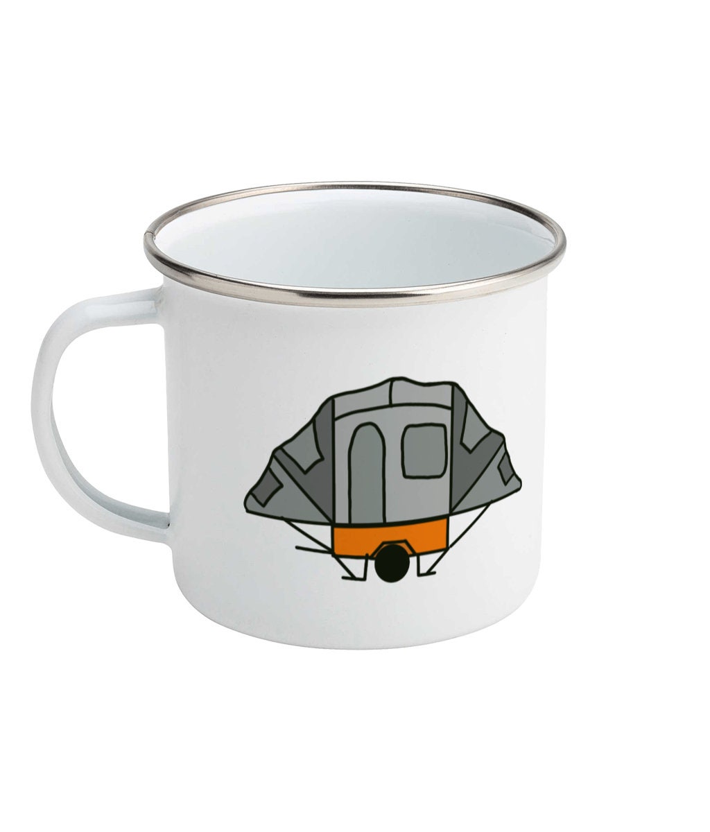 Enamel Mug 10oz orange camper Etsy