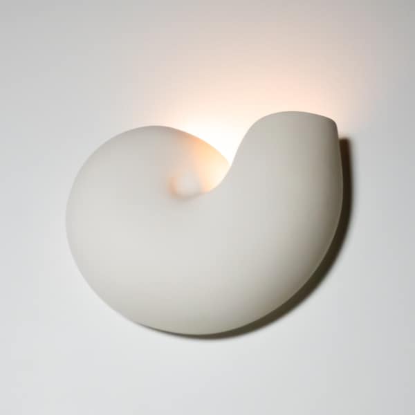 Shell Wall Sconce Nautilus Ceramic Wall Lighting Ambiance Lighting Wall Sconce Unique Handcrafted Organic Modern Lighting Decor | 10.25" H