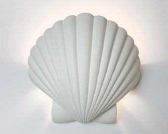 Coastal Ceramic Scallop Shell Wall Sconce, Ceramic Ambiance Lighting,Art Deco Wall Sconce, Unique Handcrafted Lighting Decor | 10" H