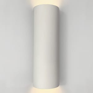 Grande applique murale en céramique, applique murale cylindrique haut et bas minimaliste, couleur à peindre, personnalisable | 18 po. de hauteur