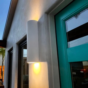 Tall Ceramic Wall Sconce, up and Down Minimalistic Cylinder Wall Sconce ...