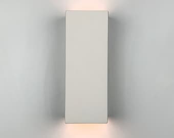 11"H Rectangular Up & Down Modern Wall Washer Sconce, Indoor/Outdoor Architectural Ceramic Ambiance Lighting, Paintable ANY Custom Color