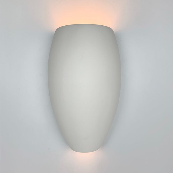 9.75"H Curved Up & Down Light Modern Wall Washer Sconce, Durable Architectural Ceramic Ambiance Lighting, Paintable ANY Custom Color