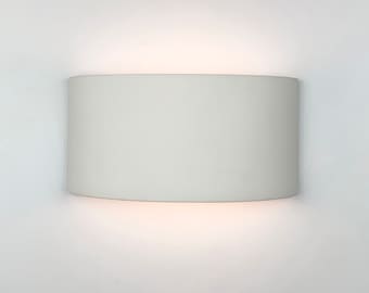 Modern Wide Wall Sconce, Up & Down Light, Indoor/Outdoor Architectural Ceramic Ambiance Lighting, Paintable ANY Custom Color | 14"W