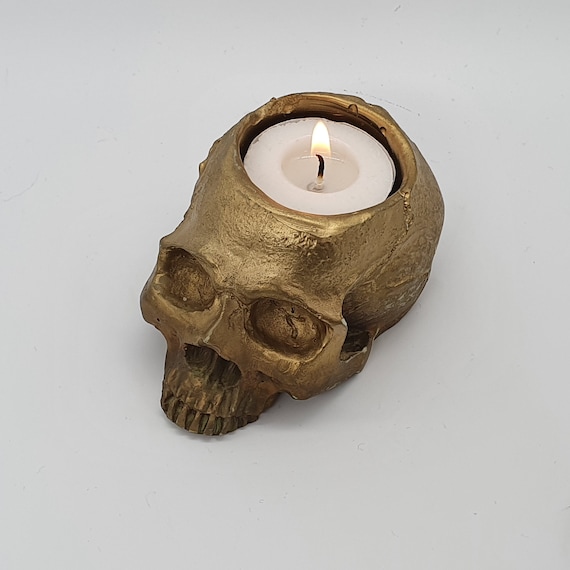 RED Realistic Skull Tealight SET OF 2 Goth Halloween Candle Tea Light Holder