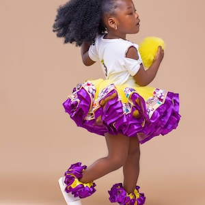 Birthday princess yellow and purple  tutu set/ Birthday outfit