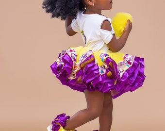 Birthday princess yellow and purple  tutu set/ Birthday outfit